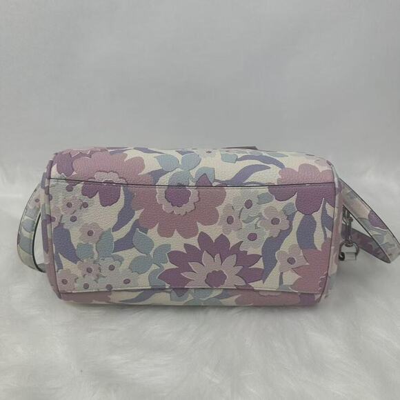 COACH Rowan Satchel Crossbody Floral Print Leather/Ivory + Corner zip Wallet NWT - Picture 7 of 12